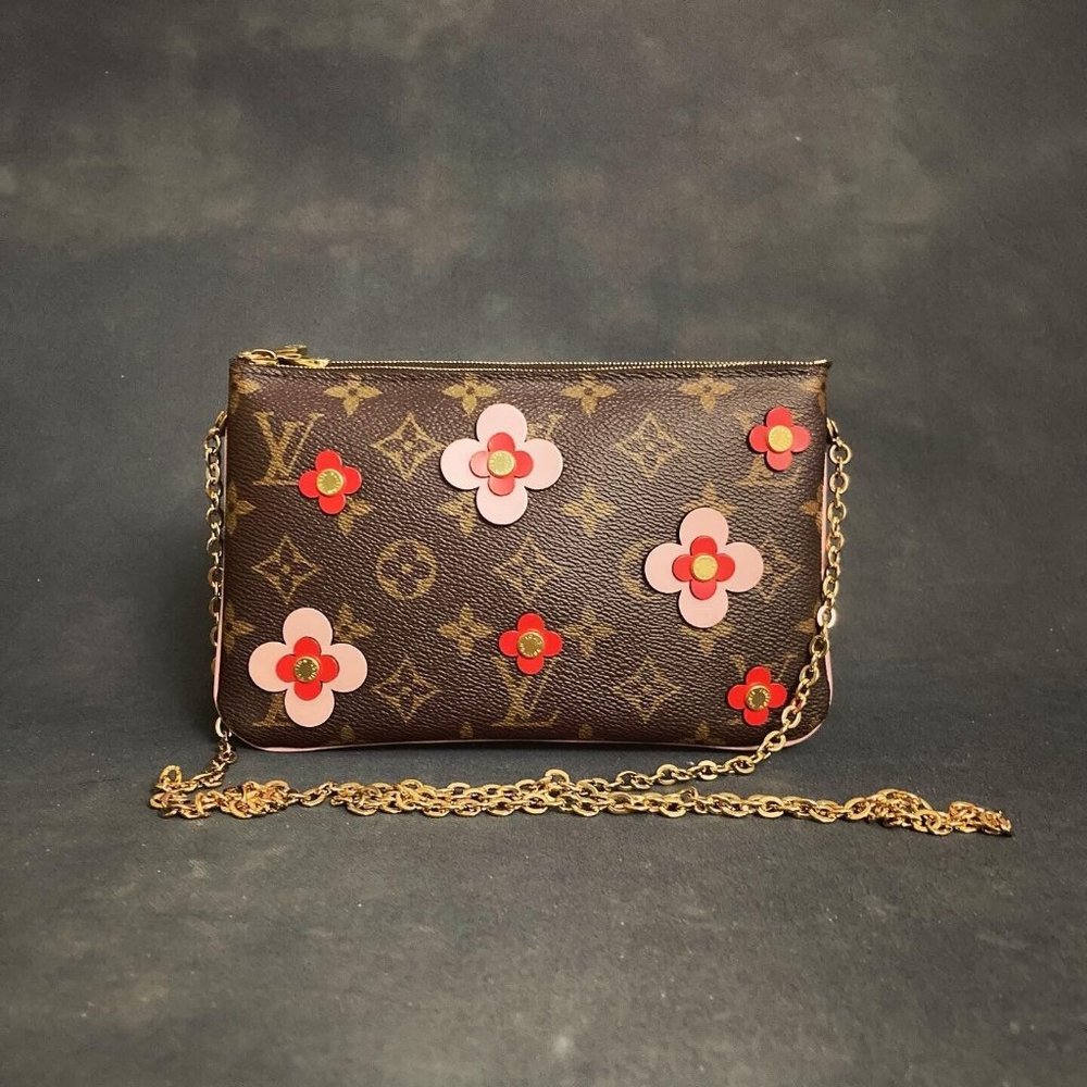 Louis Vuitton Monogram Double Zip Pochette Blooming Flowers